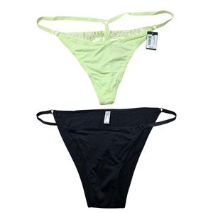 Rachel Rachel Roy‎ Love Libby Lingerie Black / Lime Green Lace Trim Size XL Set